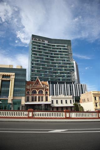 Front view of the Wellington Street buildings taken from the Horseshoe Bridge