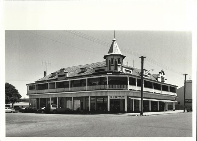 Front corner elevation of building
