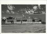 Angled front elevation of building