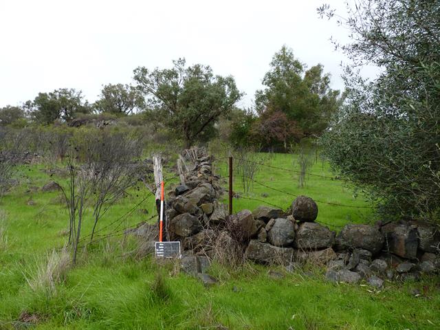 Stone walls, north-east corner - view south