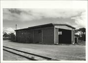 Corner elevation of locomotive shed