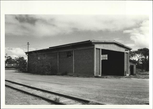 Corner elevation of locomotive shed