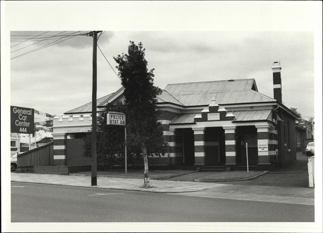 Angled front elevation of building