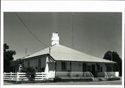 Angled front elevation of building