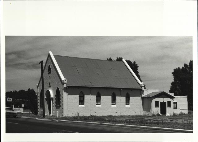 Angled right side elevation of building