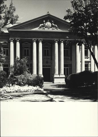 View of North frontage porch showing pediment and supporting columns