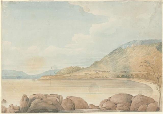 Lockyer watercolour of KGS settlement 1827