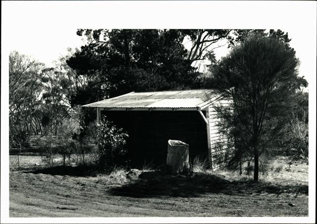 Angled front view of school shelter