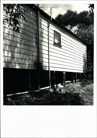Angled side view of nurses quarters showing support stilts