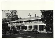 Angled front elevation of building