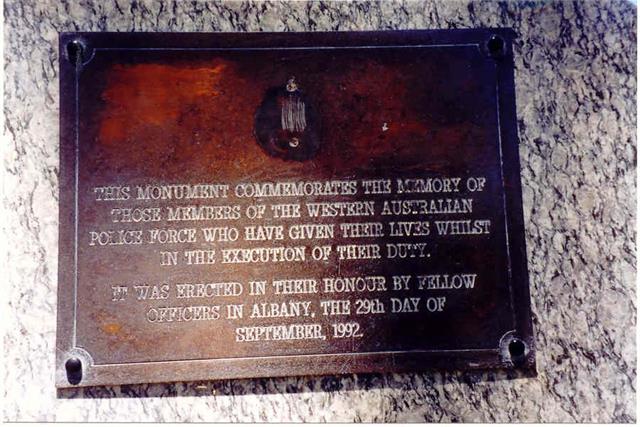Monument to the members of the WA Police Force who died in the line of duty