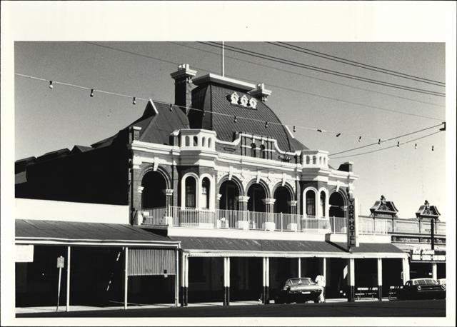 Angled front elevation of building