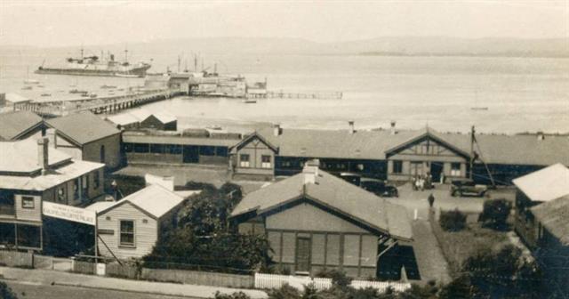 c1930 Railway Station in the background