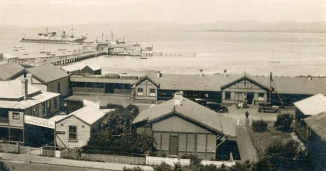c1930 Railway Station in the background