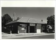 Angled front elevation of building