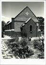 Angled front elevation of church