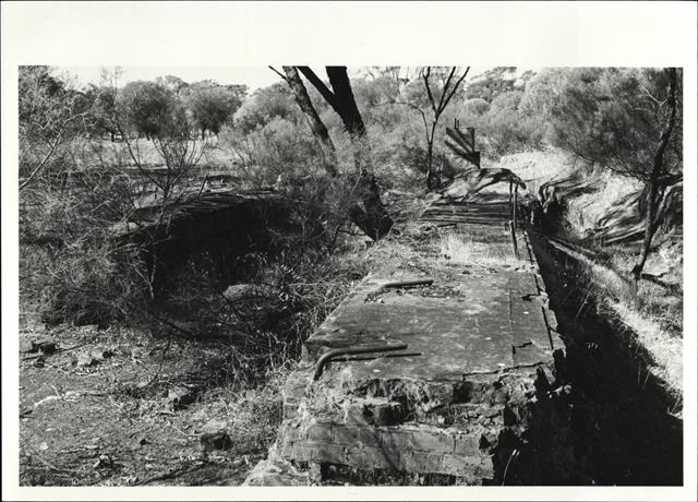 View of ruined foundation blocks
