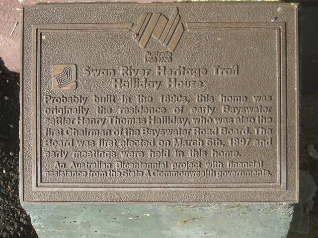 Plaque in front of house