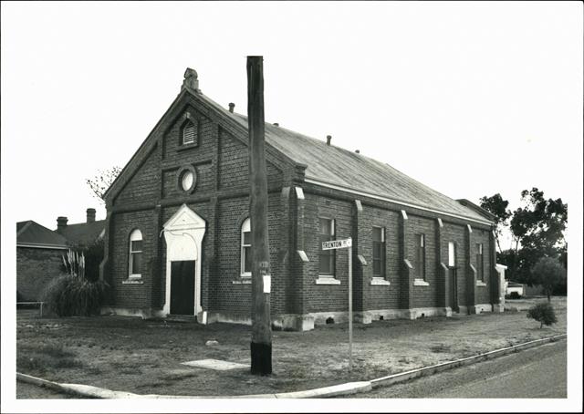 Front corner elevation of building