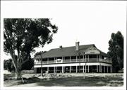 Angled front elevation of building