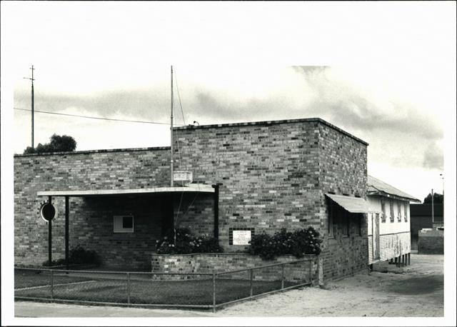 Right corner elevation of building showing later brickwork