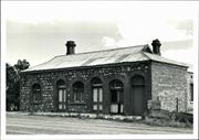 Angled front elevation of building