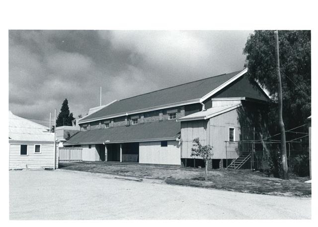 Rear and side elevation of hall