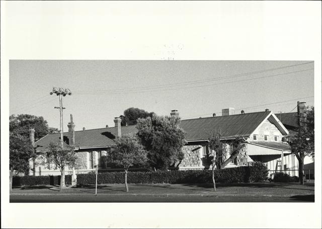 Angled front elevation of building