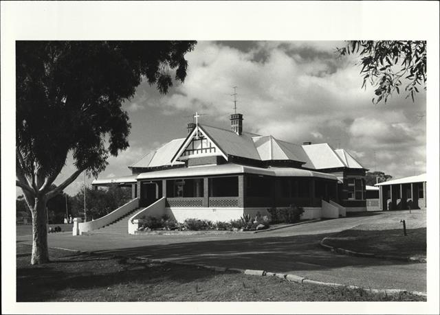 Corner elevation of main building from Uralia Street entrance