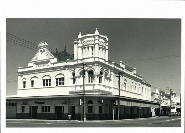 Front corner elevation of building