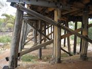 Underside of bridge showing supporting timbers