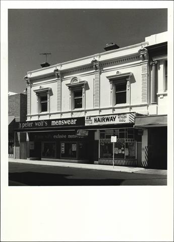 Angled front elevation of building