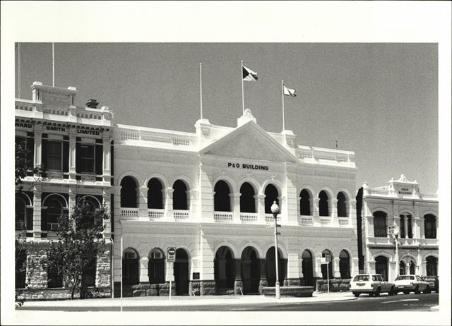 Angled front elevation of building