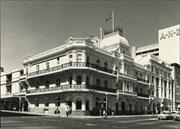 Front corner elevation of building