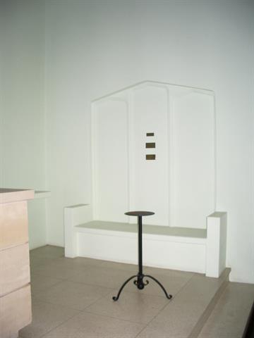 Interior showing seating near altar in the east