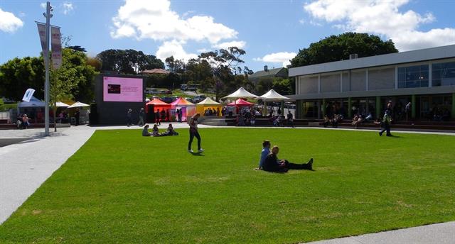 Albany Town Hall and Square during Anzac commemorations