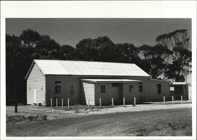 Angled front elevation of building