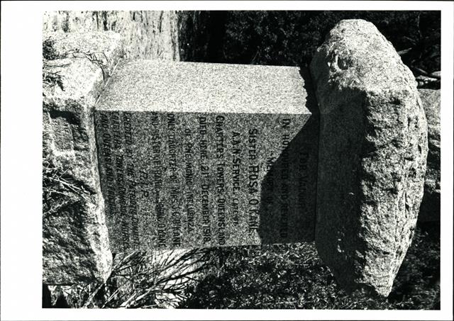 Detail of the inscription on the grave of Sister O'Kane