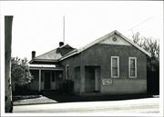 Angled front elevation of building