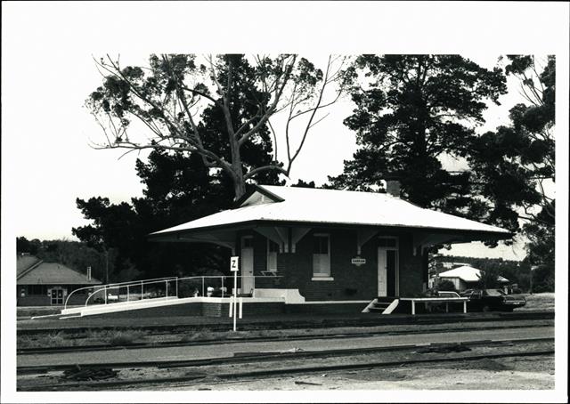View of station platform from tracks