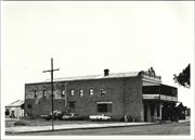 Angled left side elevation of building