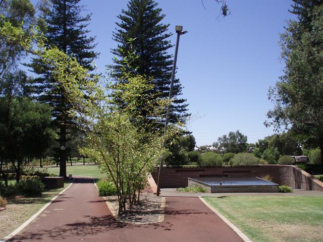 Park entrance, AIDS memorial to right