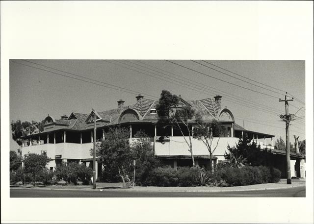 Front corner elevation of building