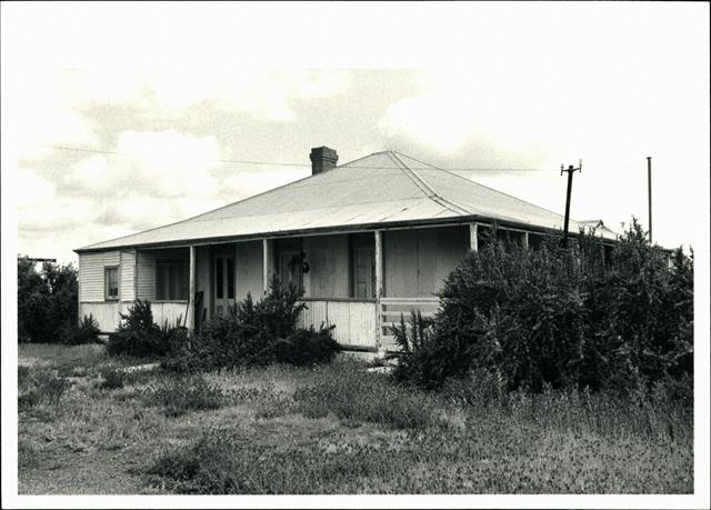 Angled front elevation of building