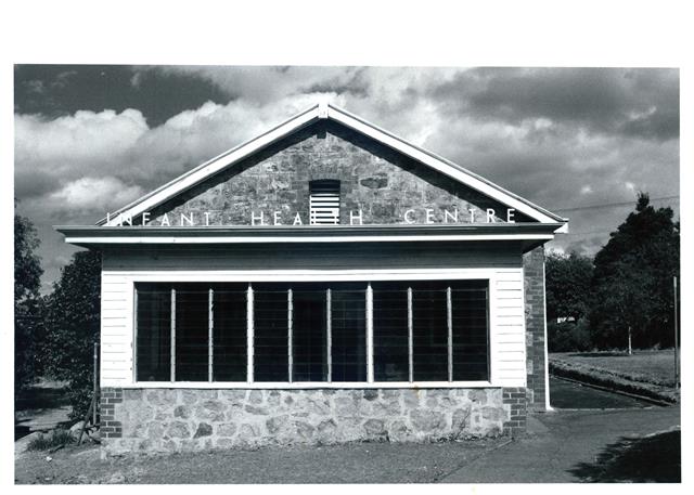 Front elevation of building, signage reads Infant Health Centre