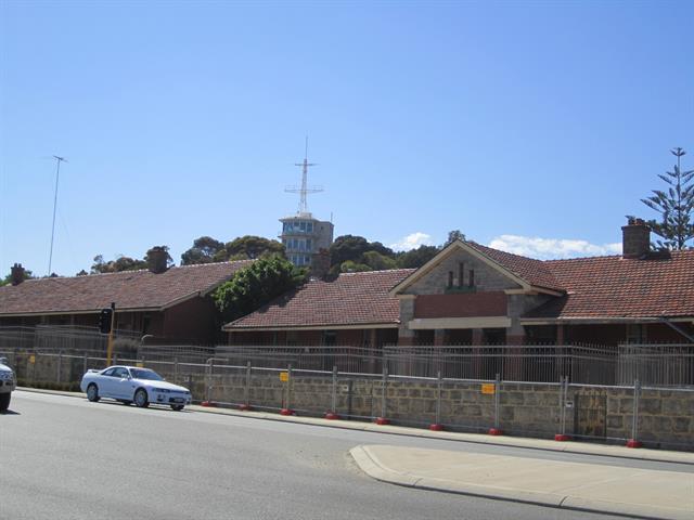 View of accomodation in foreground and signal station in background