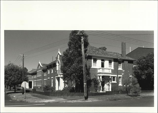 Front corner elevation of building