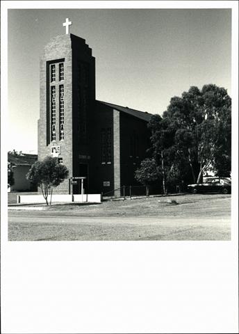 Front corner elevation of church