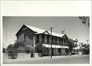 Angled front elevation of building