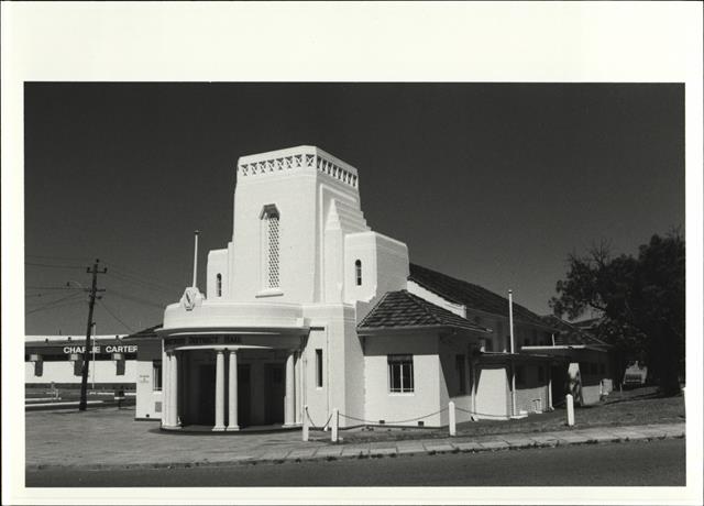 Front corner elevation of building